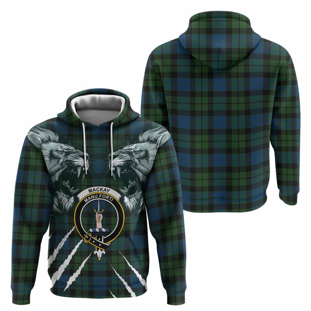 MacKay (McKay) Tartan Crest Hoodie Ferocious Lion Style