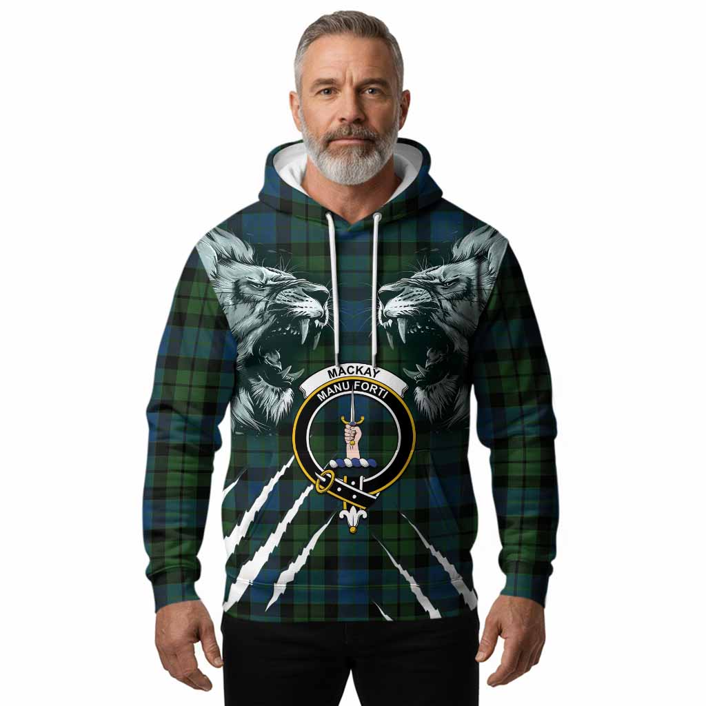 MacKay (McKay) Tartan Crest Hoodie Ferocious Lion Style
