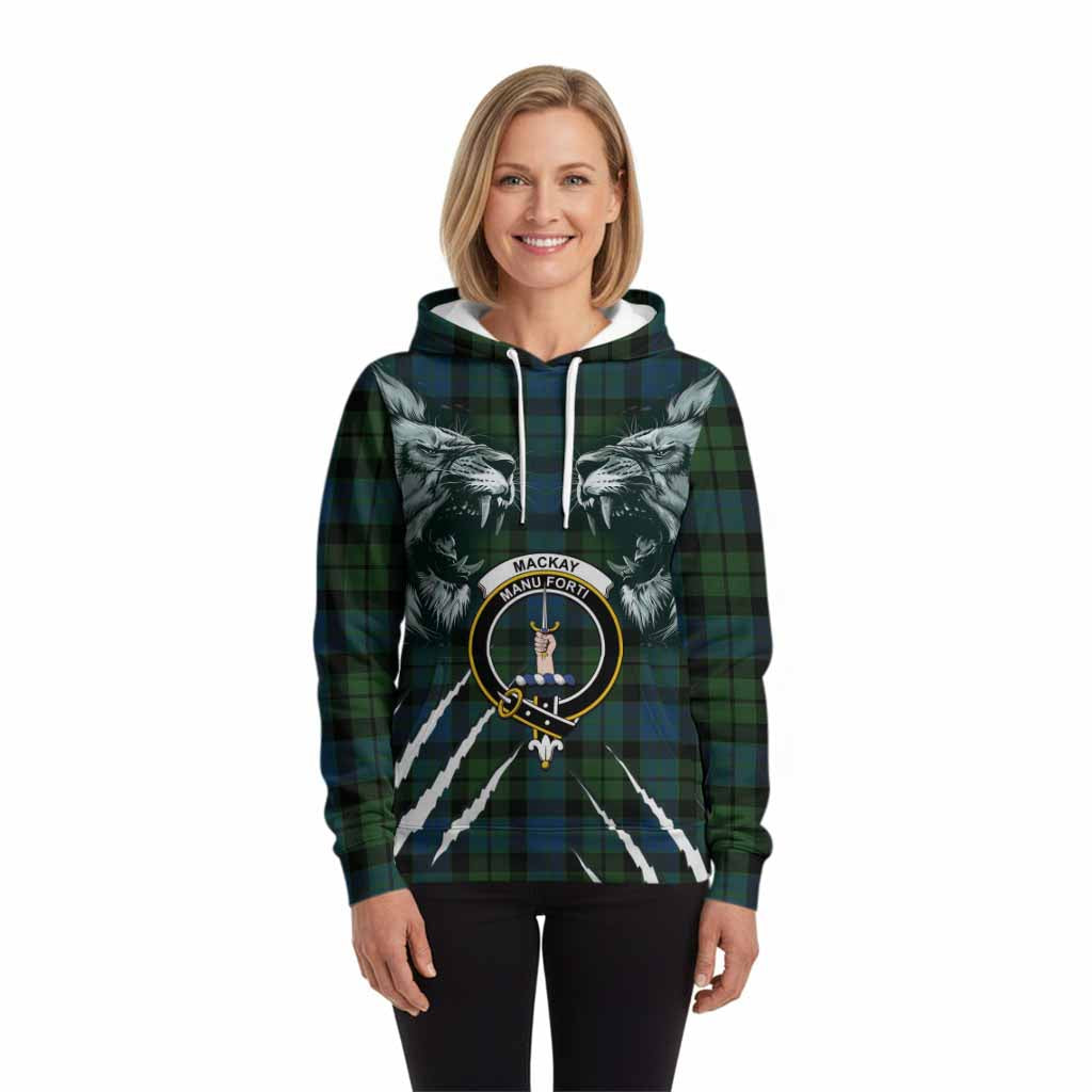 MacKay (McKay) Tartan Crest Hoodie Ferocious Lion Style