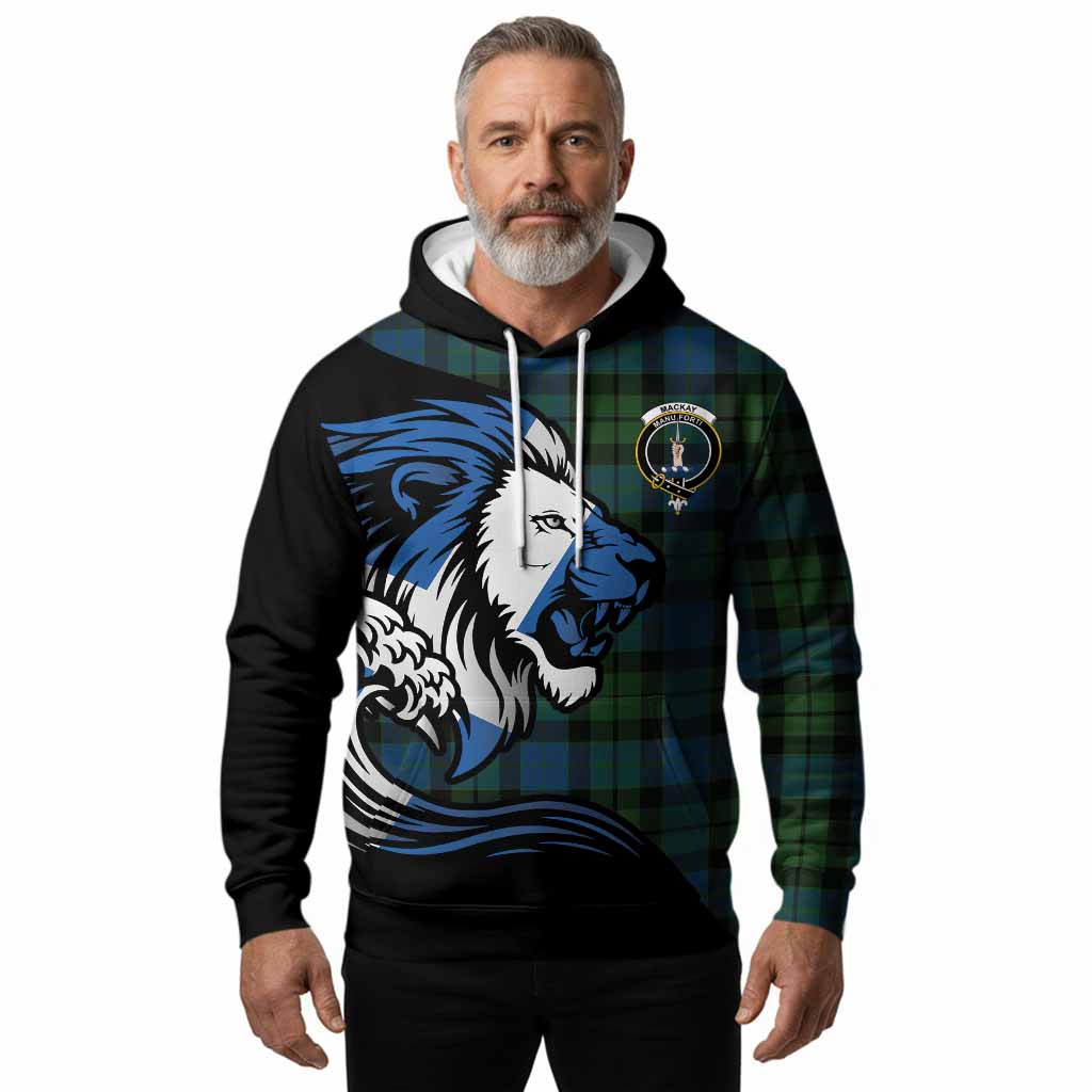 MacKay (McKay) Tartan Crest Hoodie Scottish Golden Lions Wave Flow