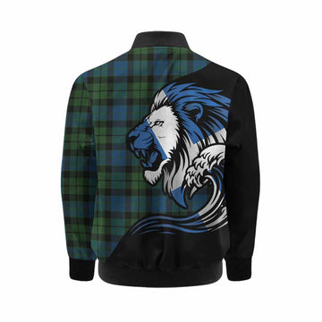 MacKay (McKay) Tartan Crest Kid Bomber Jacket Scottish Golden Lions Wave Flow
