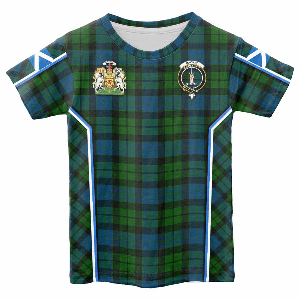 MacKay (McKay) Tartan Crest Kid T-shirt Scotland Coat of Arm Flag Style - Tartan Vibes Clothing