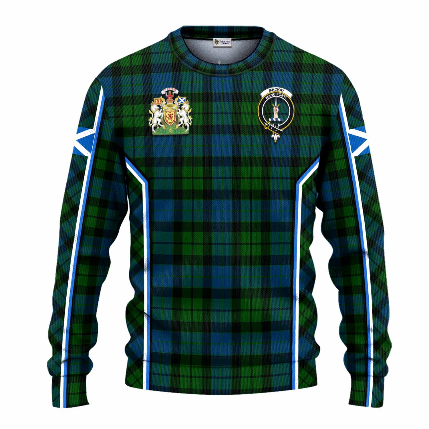 MacKay (McKay) Tartan Crest Knitted Sweater Scotland Coat of Arm Flag Style - Tartan Vibes Clothing