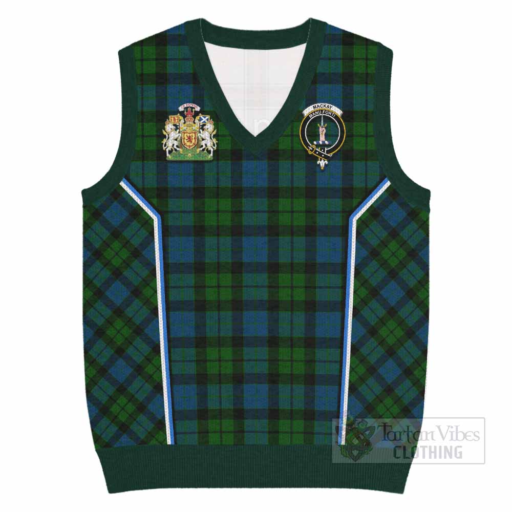 MacKay (McKay) Tartan Crest Knitted V-Neck Vest Scotland Coat of Arm Flag Style - Tartan Vibes Clothing