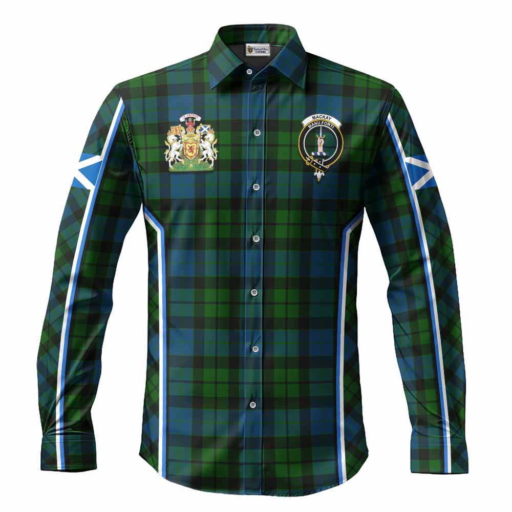 MacKay (McKay) Tartan Crest Long Sleeve Button Shirts Scotland Coat of Arm Flag Style - Tartan Vibes Clothing