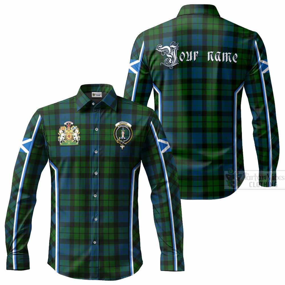 MacKay (McKay) Tartan Crest Long Sleeve Button Shirts Scotland Coat of Arm Flag Style - Tartan Vibes Clothing