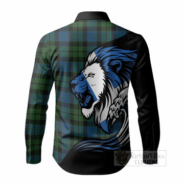 MacKay (McKay) Tartan Crest Long Sleeve Button Shirts Scottish Golden Lions Wave Flow