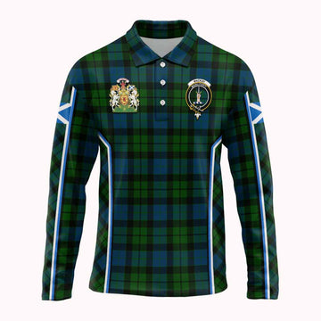 MacKay (McKay) Tartan Crest Long Sleeve Polo Shirt Scotland Coat of Arm Flag Style