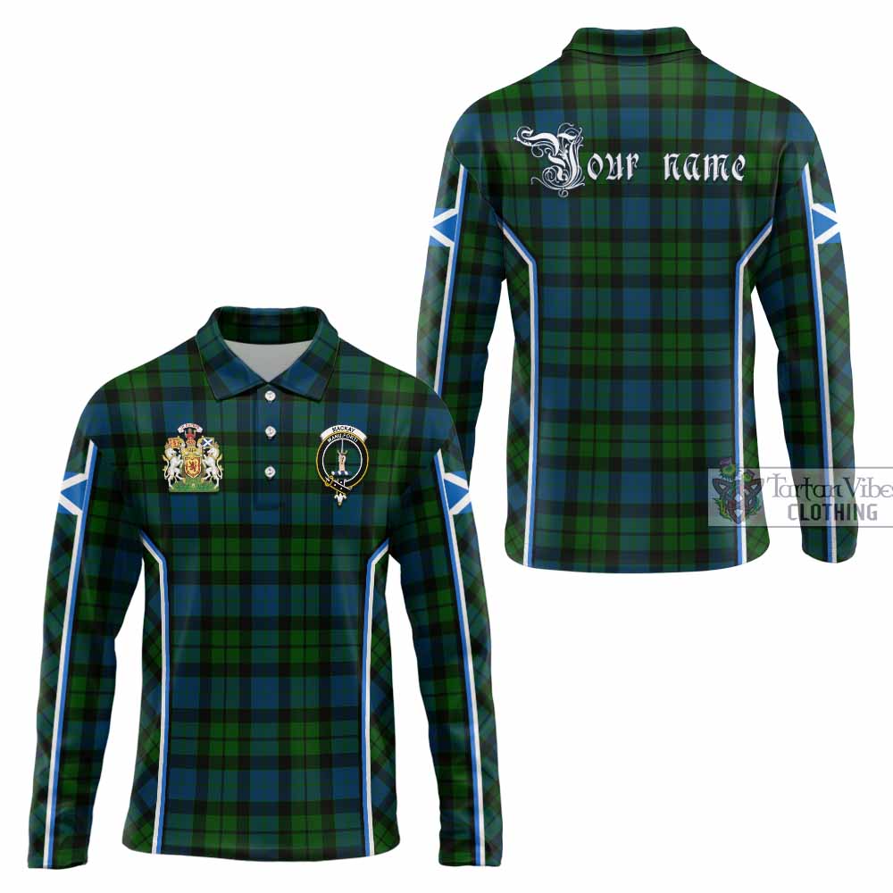 MacKay (McKay) Tartan Crest Long Sleeve Polo Shirt Scotland Coat of Arm Flag Style - Tartan Vibes Clothing