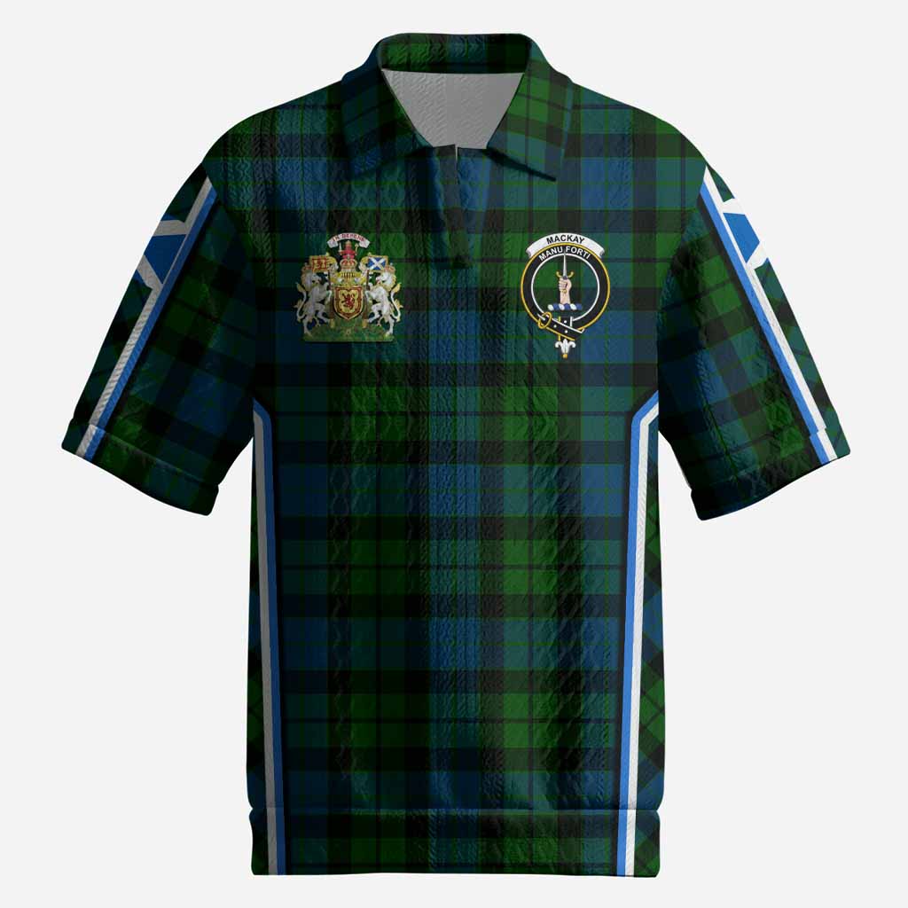 MacKay (McKay) Tartan Crest Men’s Polo Sweater Top Scotland Coat of Arm Flag Style