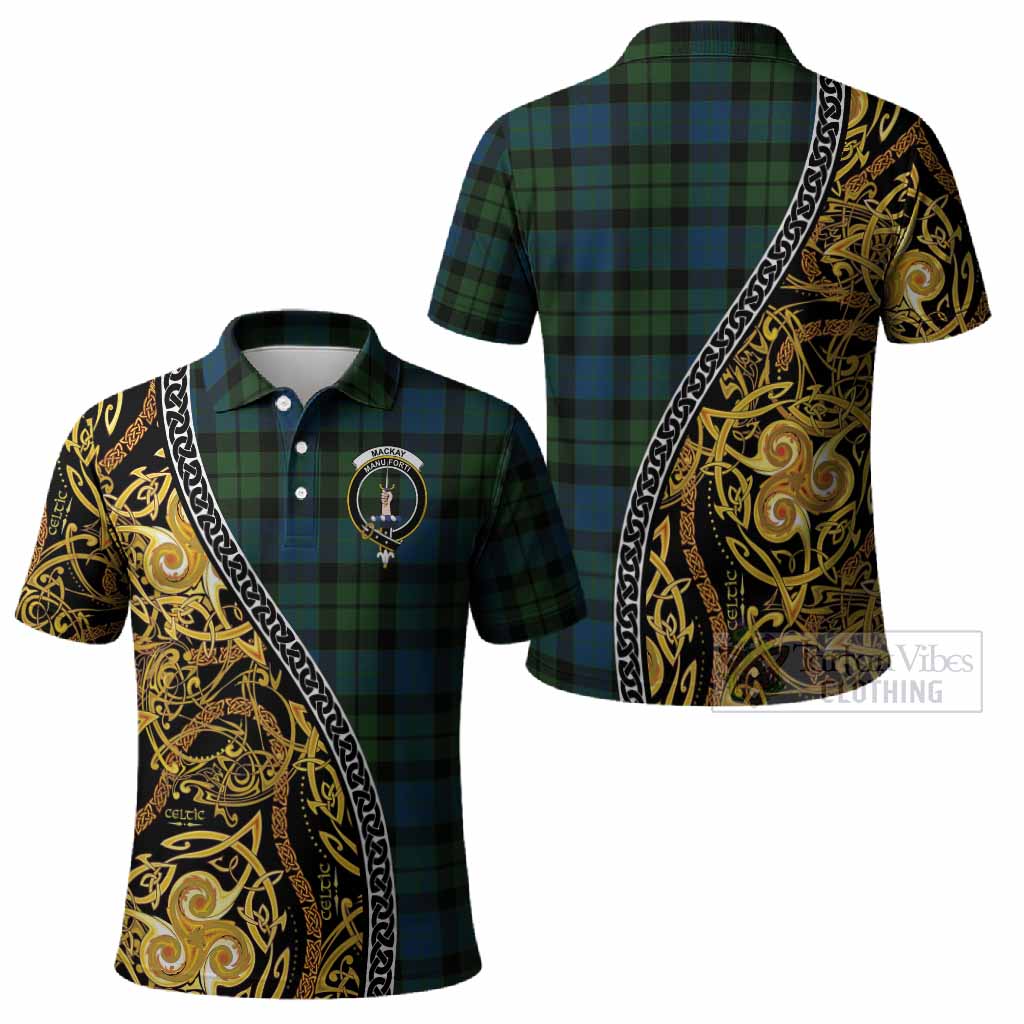 MacKay (McKay) Tartan Crest Polo Shirt Celtic Knot and Triple Trickle Spiral Symbols