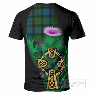 MacKay (McKay) Tartan Crest T-Shirt Celtic Cross Thistle Flowers