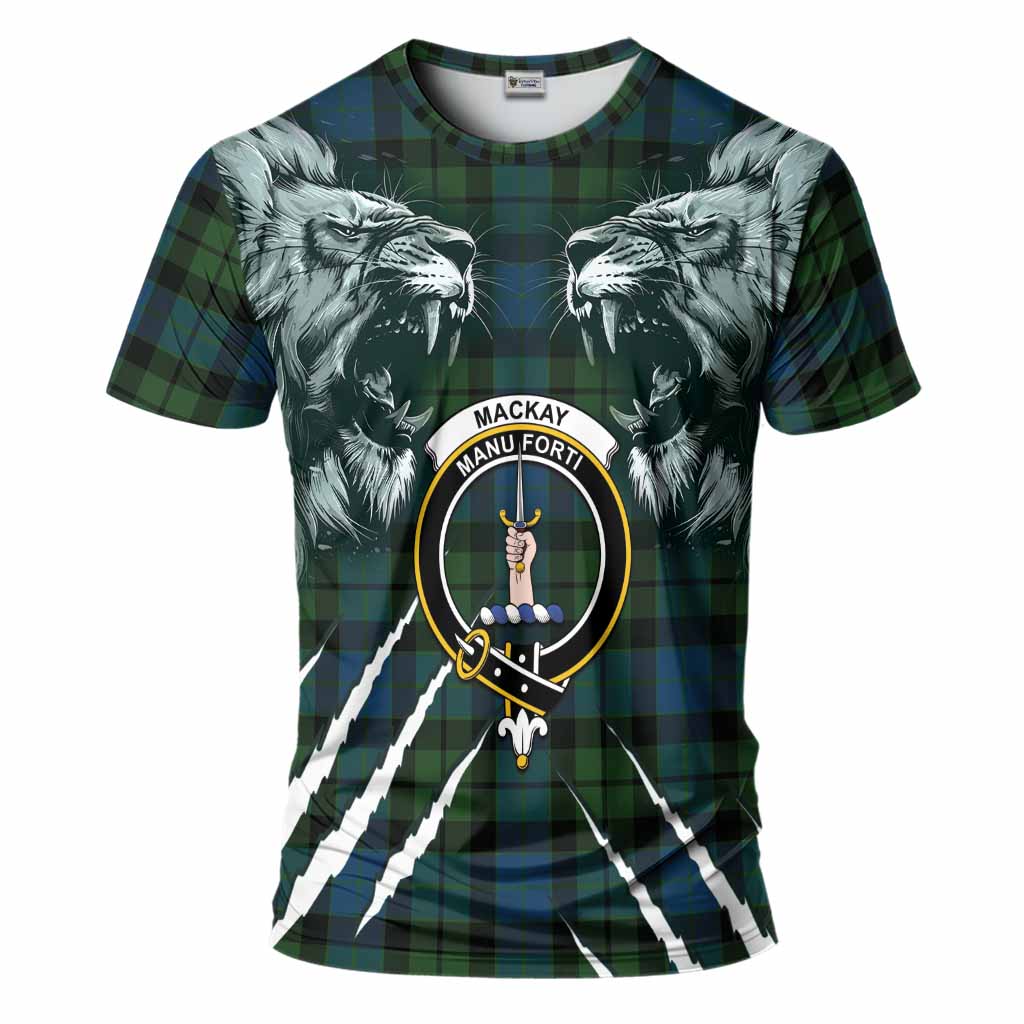 MacKay (McKay) Tartan Crest T-Shirt Ferocious Lion Style