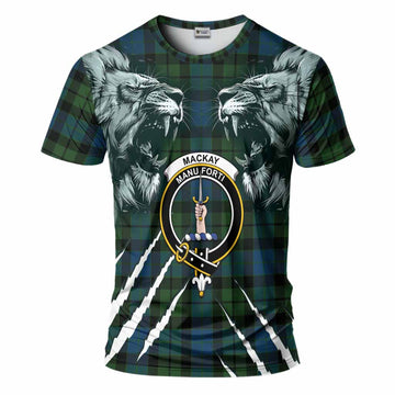 MacKay (McKay) Tartan Crest T-Shirt Ferocious Lion Style
