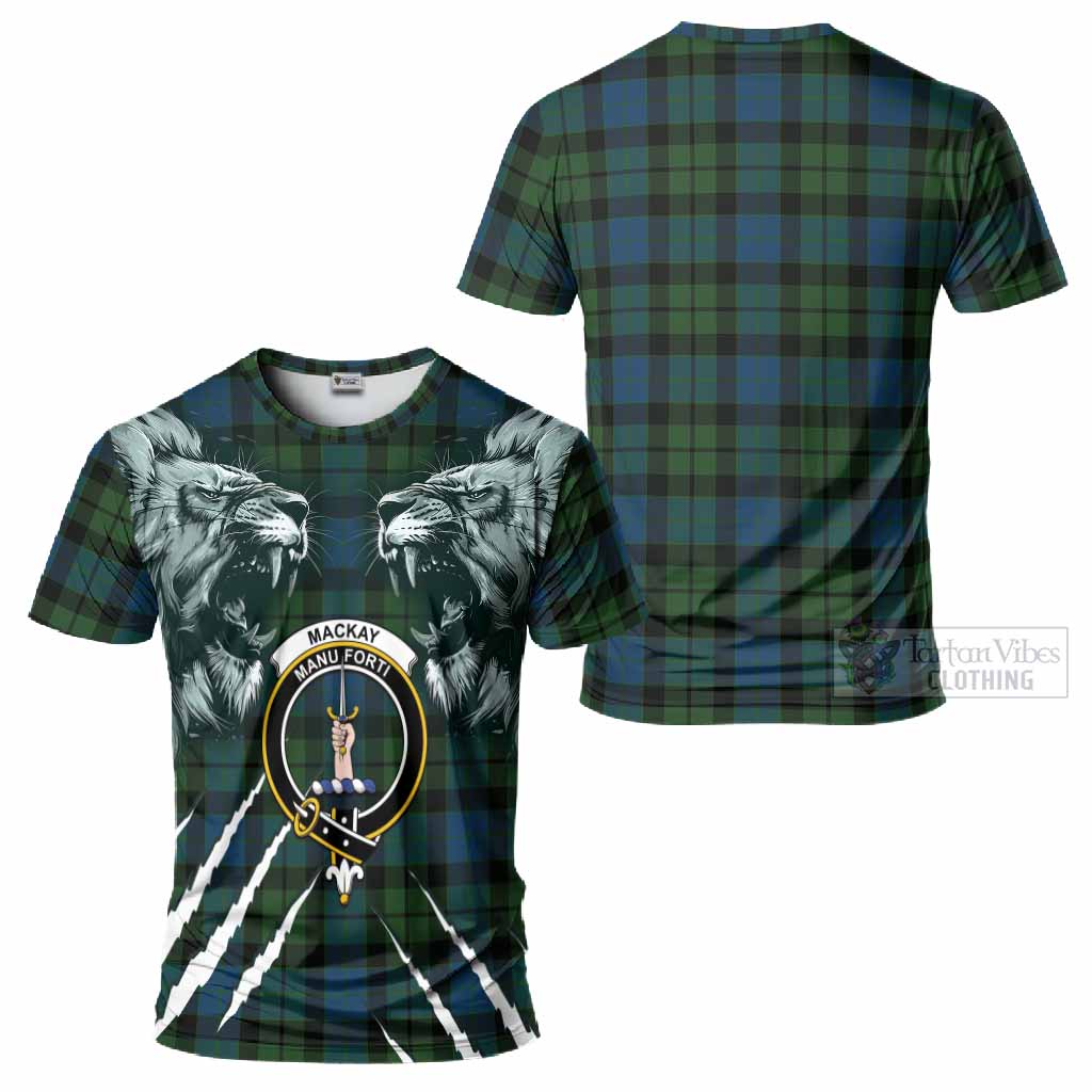 MacKay (McKay) Tartan Crest T-Shirt Ferocious Lion Style