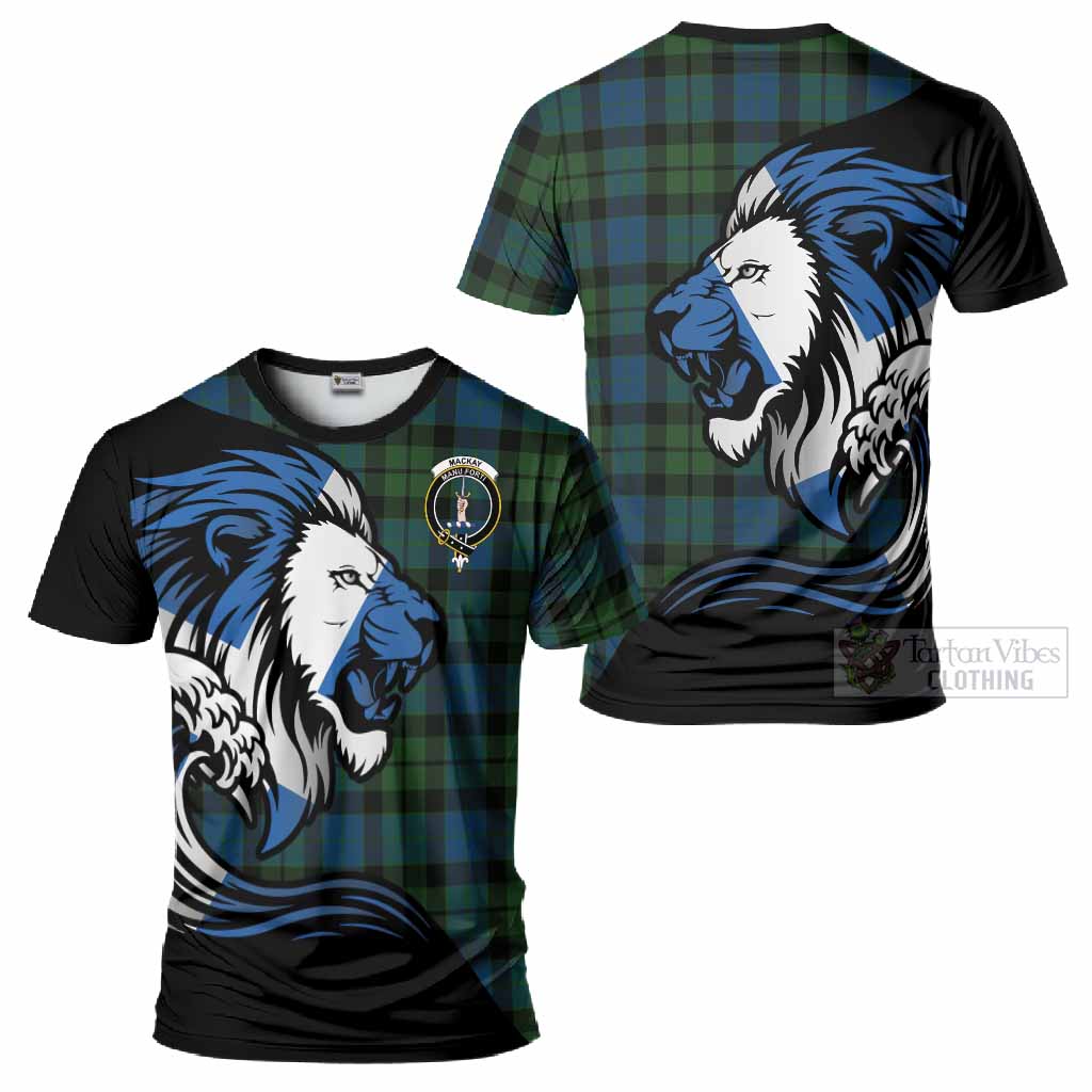 MacKay (McKay) Tartan Crest T-Shirt Scottish Golden Lions Wave Flow