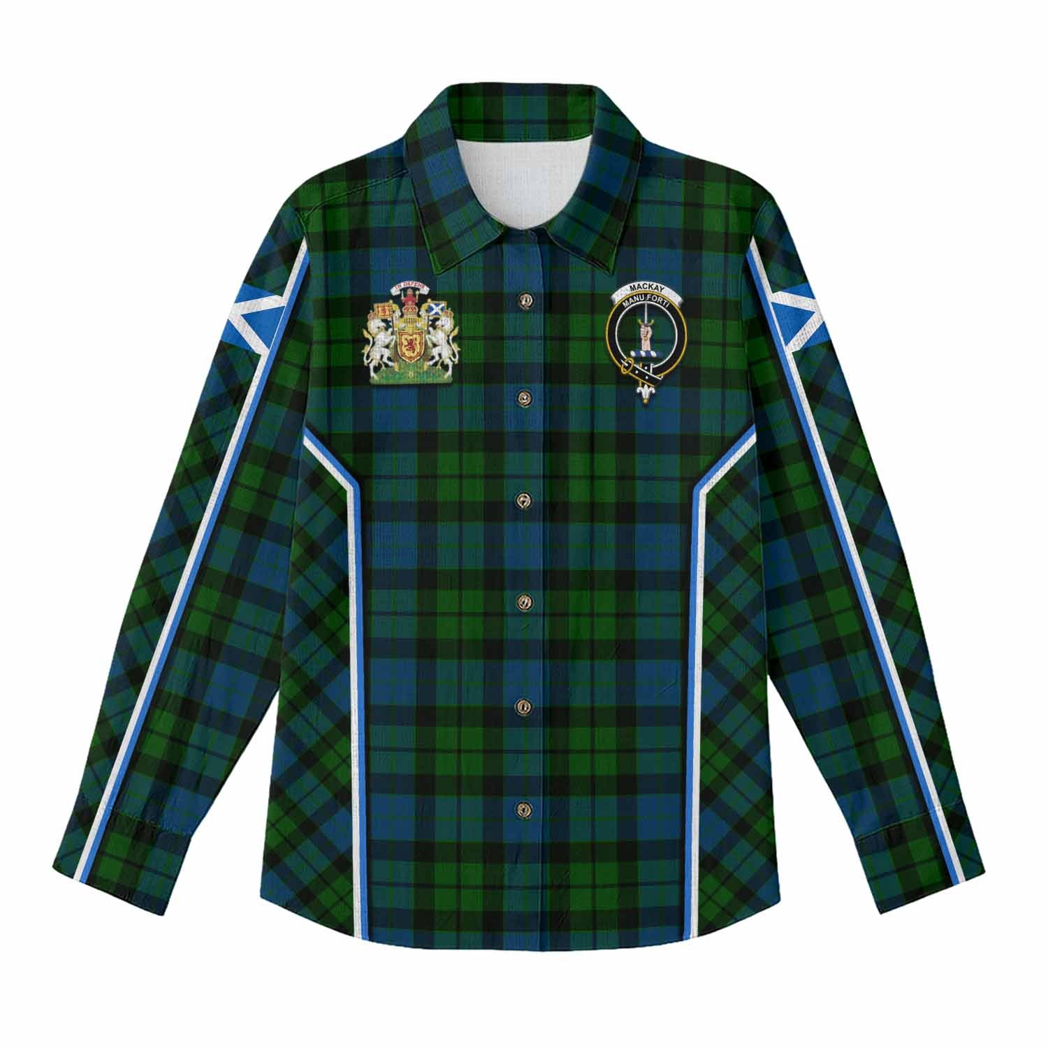 MacKay (McKay) Tartan Crest Women Casual Shirt Scotland Coat of Arm Flag Style - Tartan Vibes Clothing