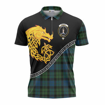 MacKay (McKay) Tartan Crest Zipper Polo Shirt Legendary Dragon Knot Half Style