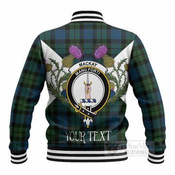 MacKay (McKay) Tartan Family Crest Baseball Jacket Scottish Burns Night Thistle Floral