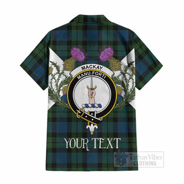 MacKay (McKay) Tartan Family Crest Cotton Hawaiian Shirt Scottish Burns Night Thistle Floral
