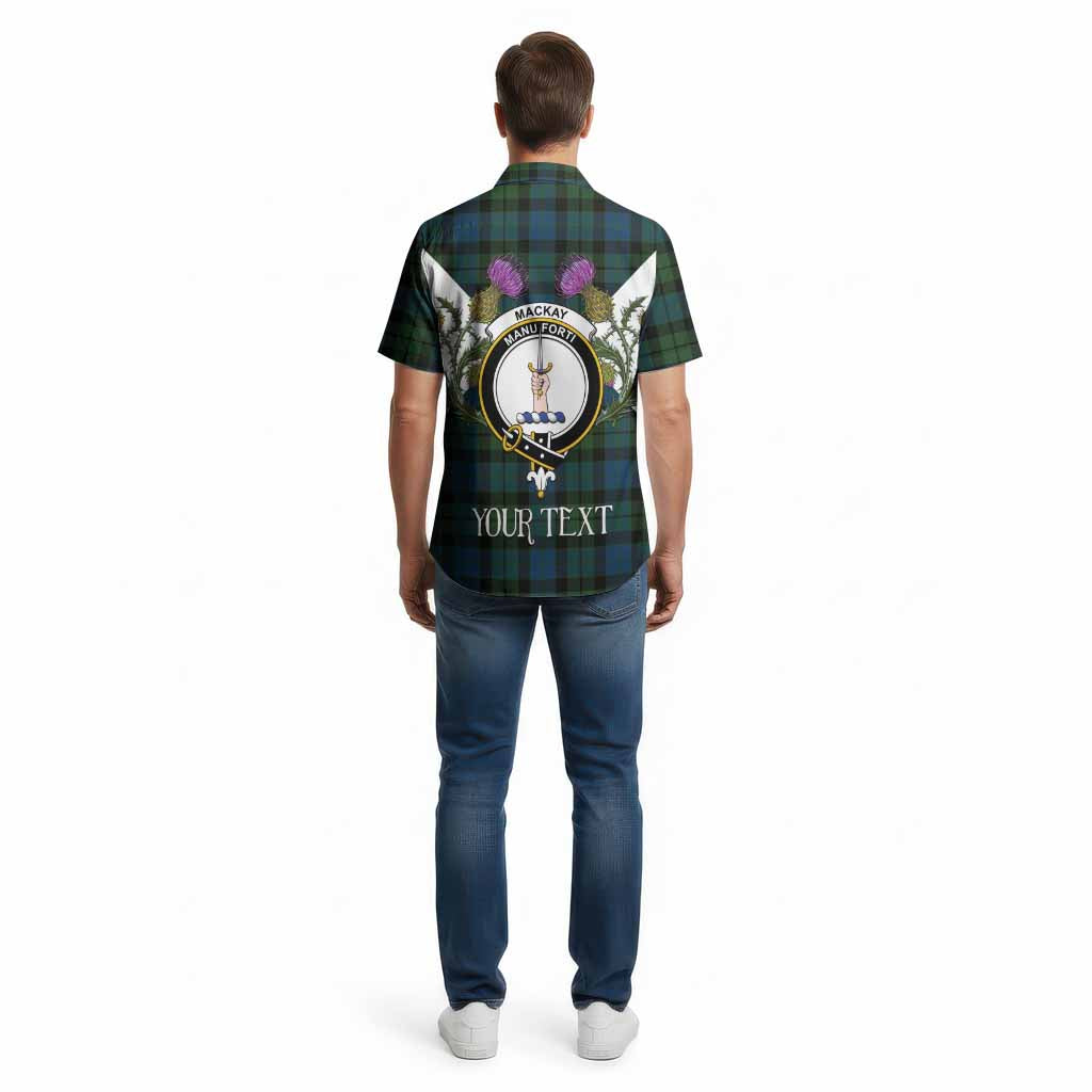 MacKay (McKay) Tartan Family Crest Cotton Hawaiian Shirt Scottish Burns Night Thistle Floral