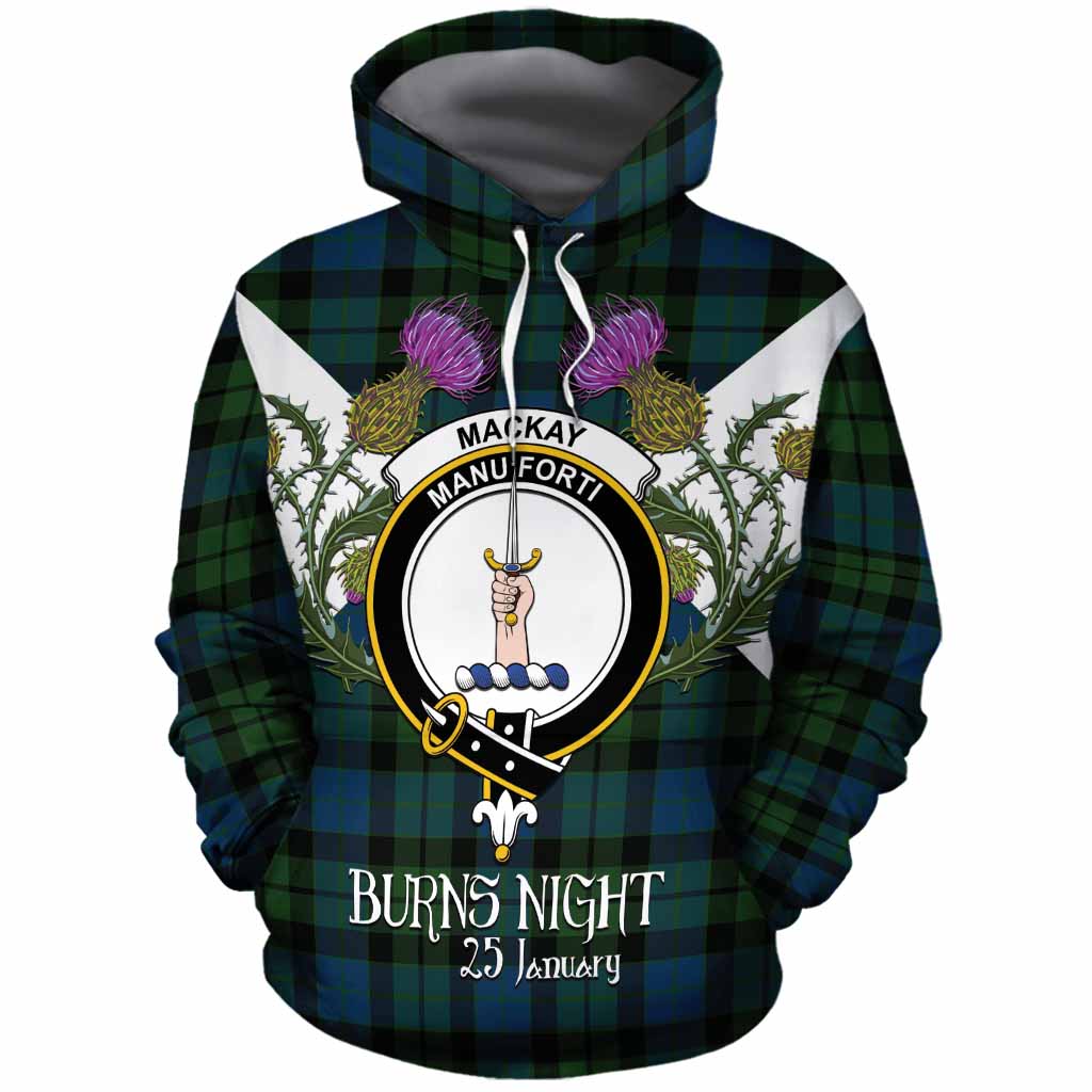 MacKay (McKay) Tartan Family Crest Cotton Hoodie Scottish Burns Night Thistle Floral