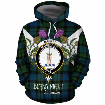 MacKay (McKay) Tartan Family Crest Cotton Hoodie Scottish Burns Night Thistle Floral