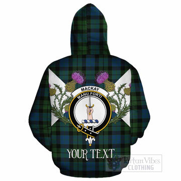 MacKay (McKay) Tartan Family Crest Cotton Hoodie Scottish Burns Night Thistle Floral