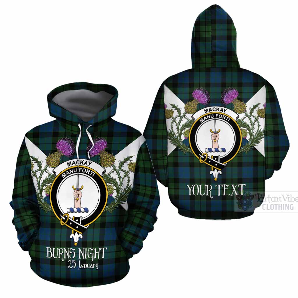 MacKay (McKay) Tartan Family Crest Cotton Hoodie Scottish Burns Night Thistle Floral