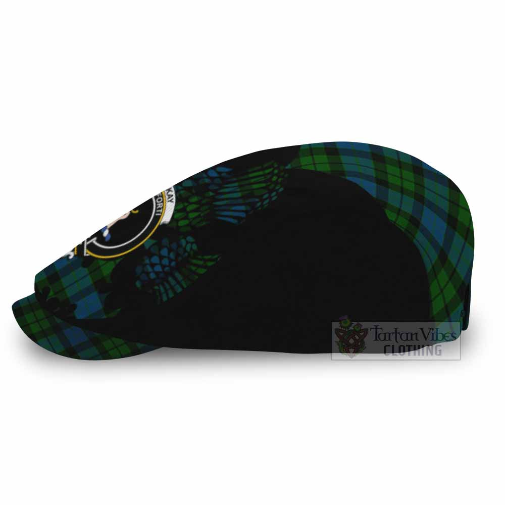 MacKay (McKay) Tartan Family Crest Flat Cap, Jeff Cap Scotland Thistle Floral