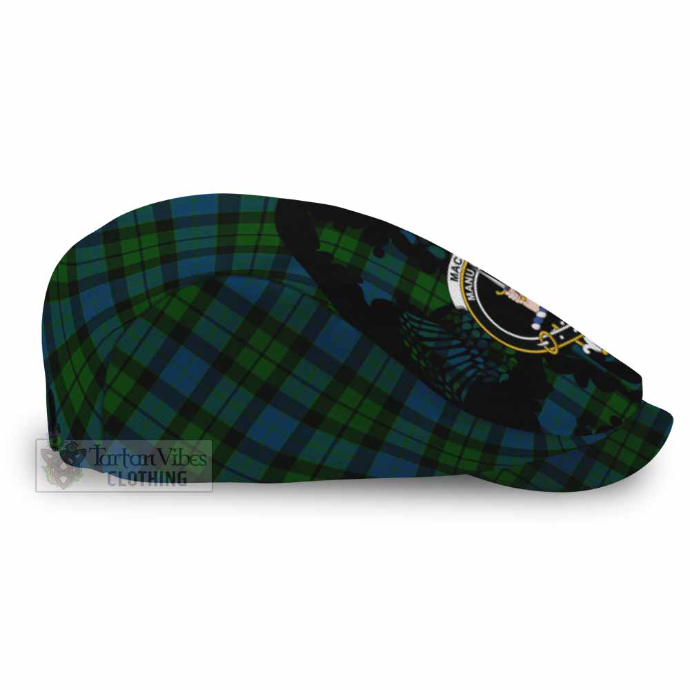 MacKay (McKay) Tartan Family Crest Flat Cap, Jeff Cap Scotland Thistle Floral