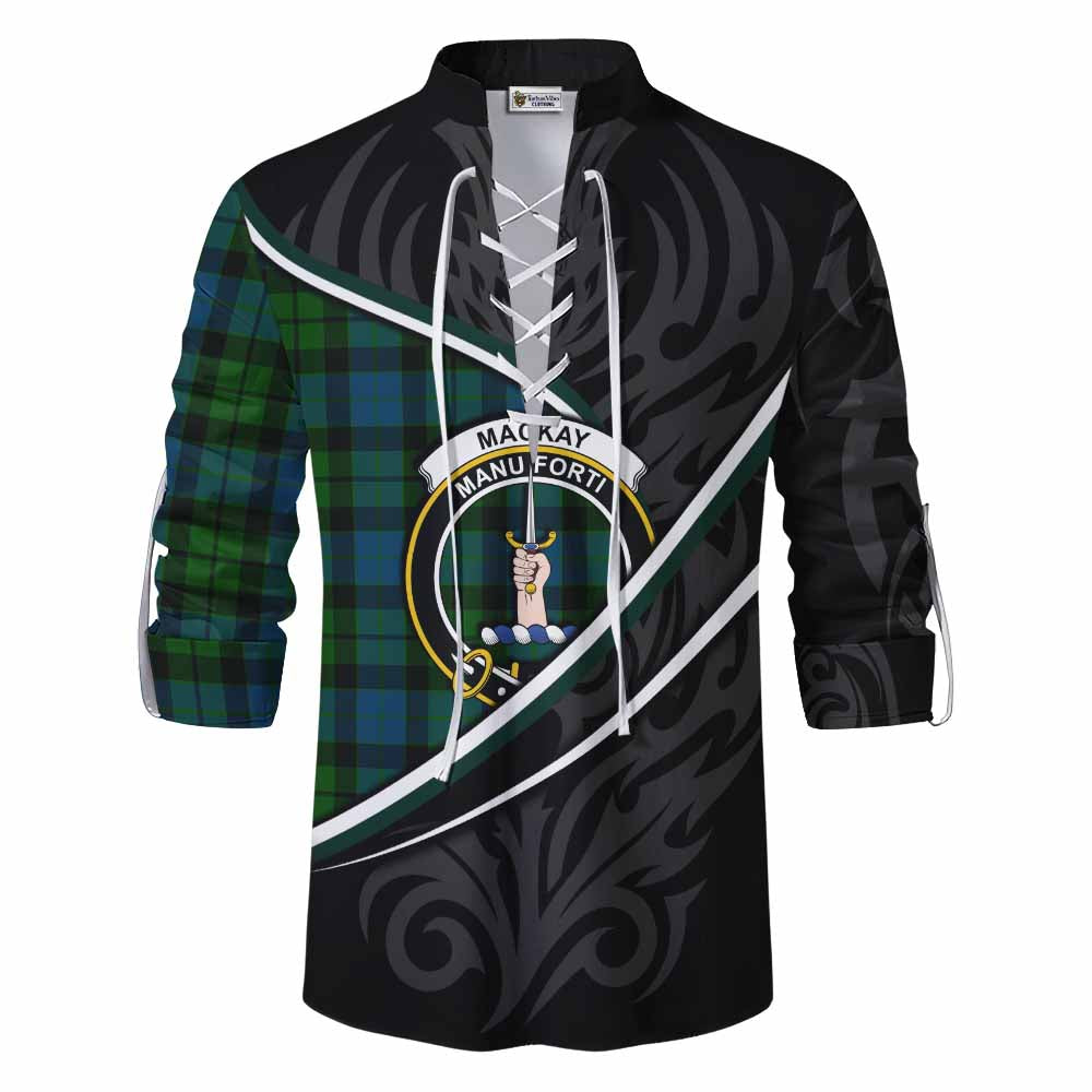 MacKay (McKay) Tartan Family Crest Ghillie Kilt Shirt Celtic Scottish Thistle Floral - Tartan Vibes Clothing