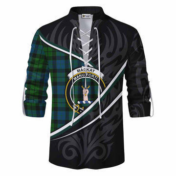 MacKay (McKay) Tartan Family Crest Ghillie Kilt Shirt Celtic Scottish Thistle Floral