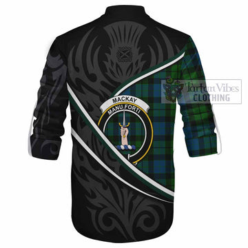 MacKay (McKay) Tartan Family Crest Ghillie Kilt Shirt Celtic Scottish Thistle Floral