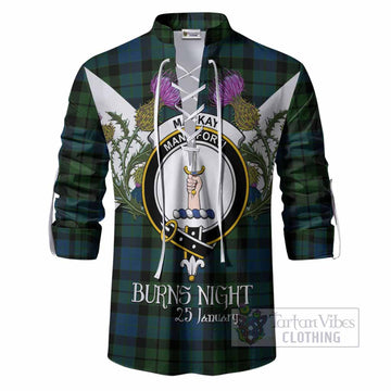 MacKay (McKay) Tartan Family Crest Ghillie Shirt Scottish Burns Night Thistle Floral