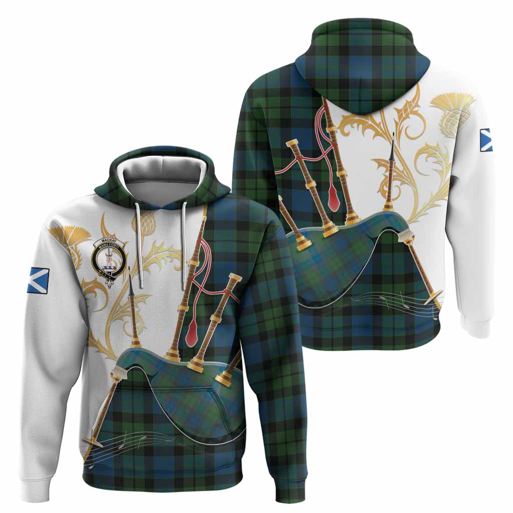 MacKay (McKay) Tartan Family Crest Hoodie Bagpipes with Scottish Thistle
