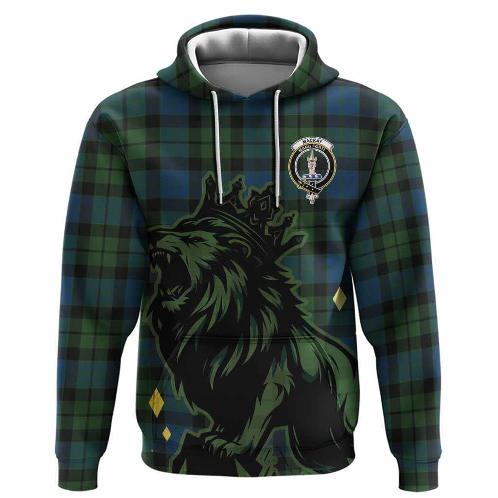MacKay (McKay) Tartan Family Crest Hoodie Crowned Lion Roaring