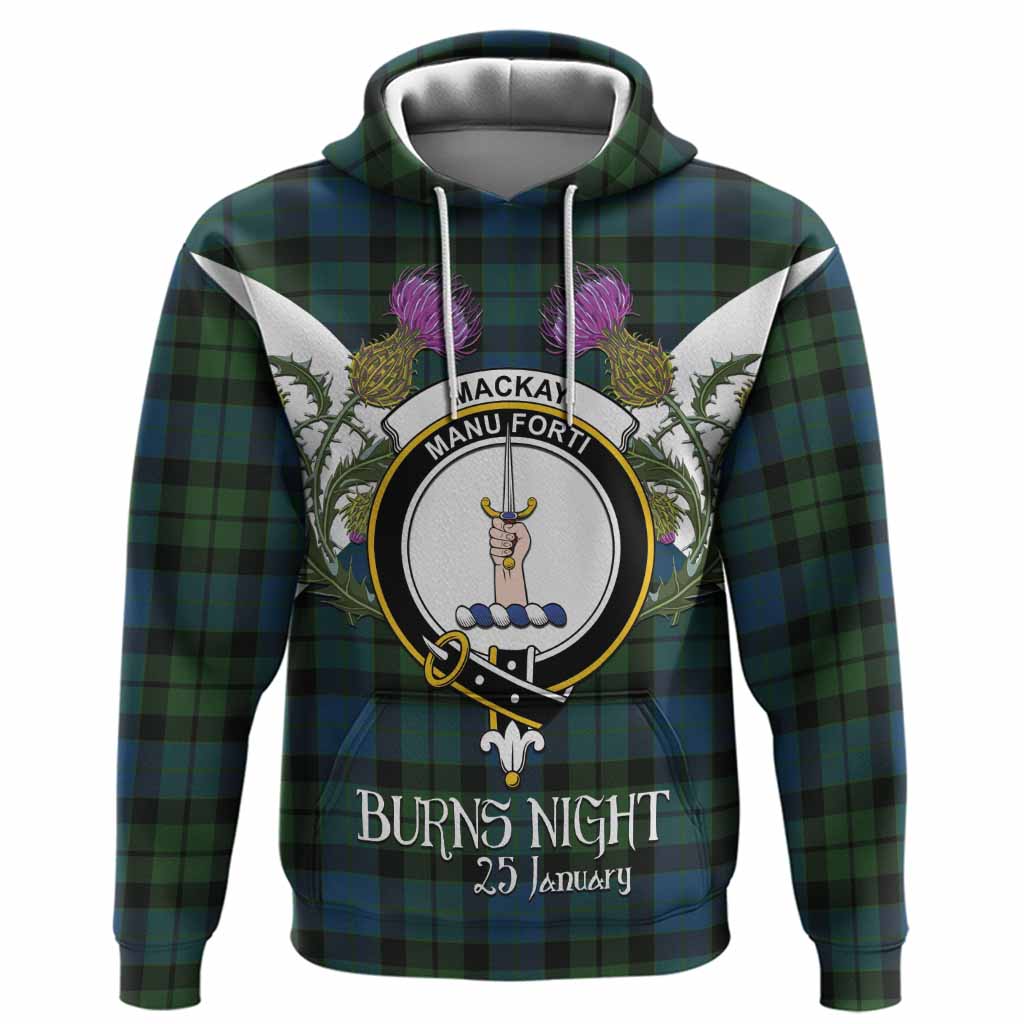 MacKay (McKay) Tartan Family Crest Hoodie Scottish Burns Night Thistle Floral