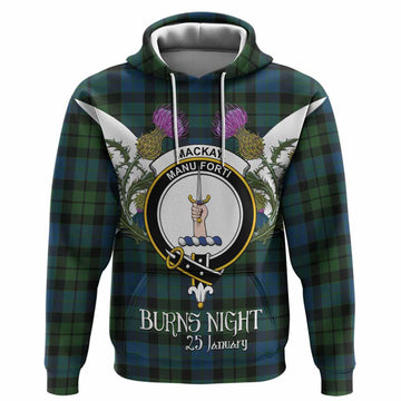 MacKay (McKay) Tartan Family Crest Hoodie Scottish Burns Night Thistle Floral