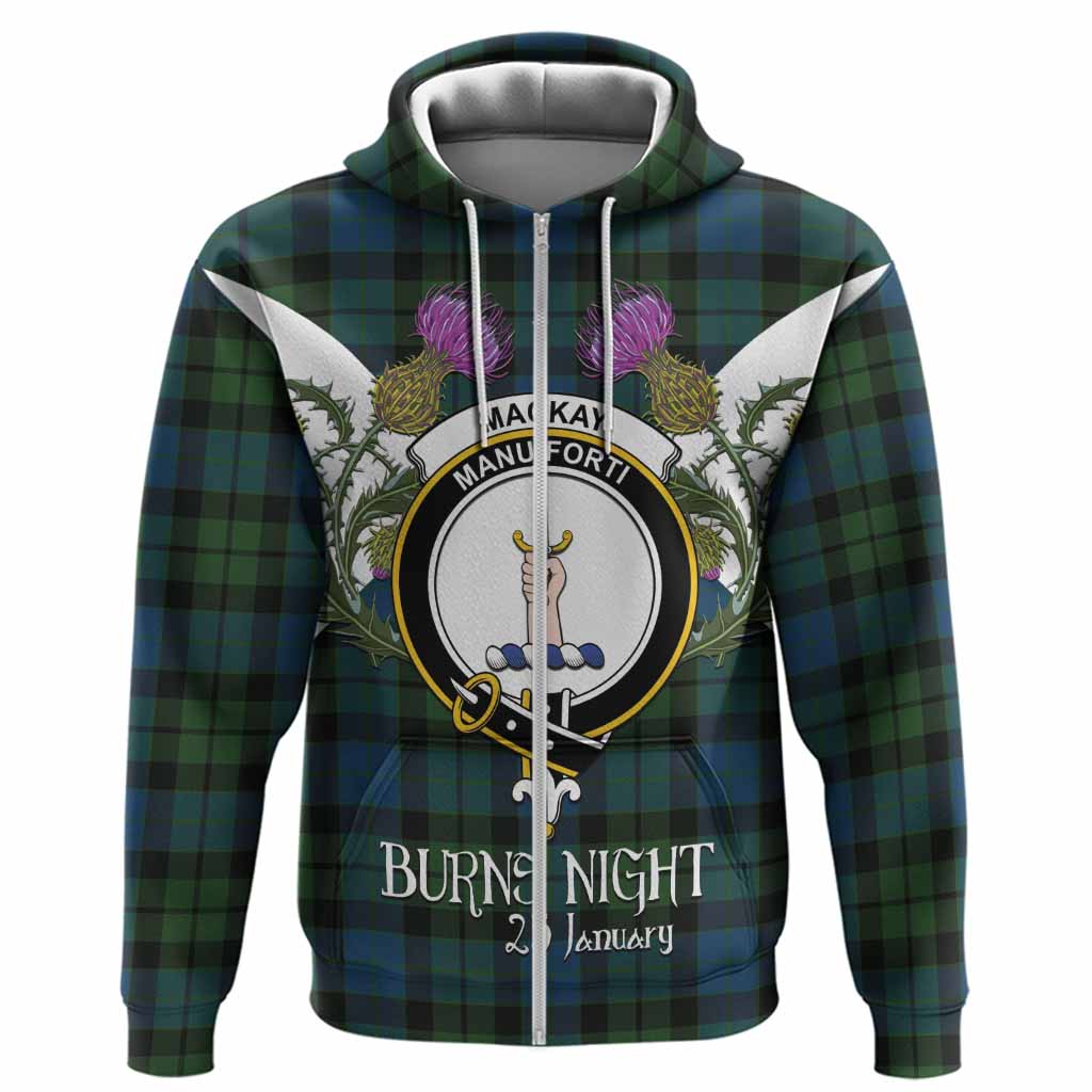 MacKay (McKay) Tartan Family Crest Hoodie Scottish Burns Night Thistle Floral