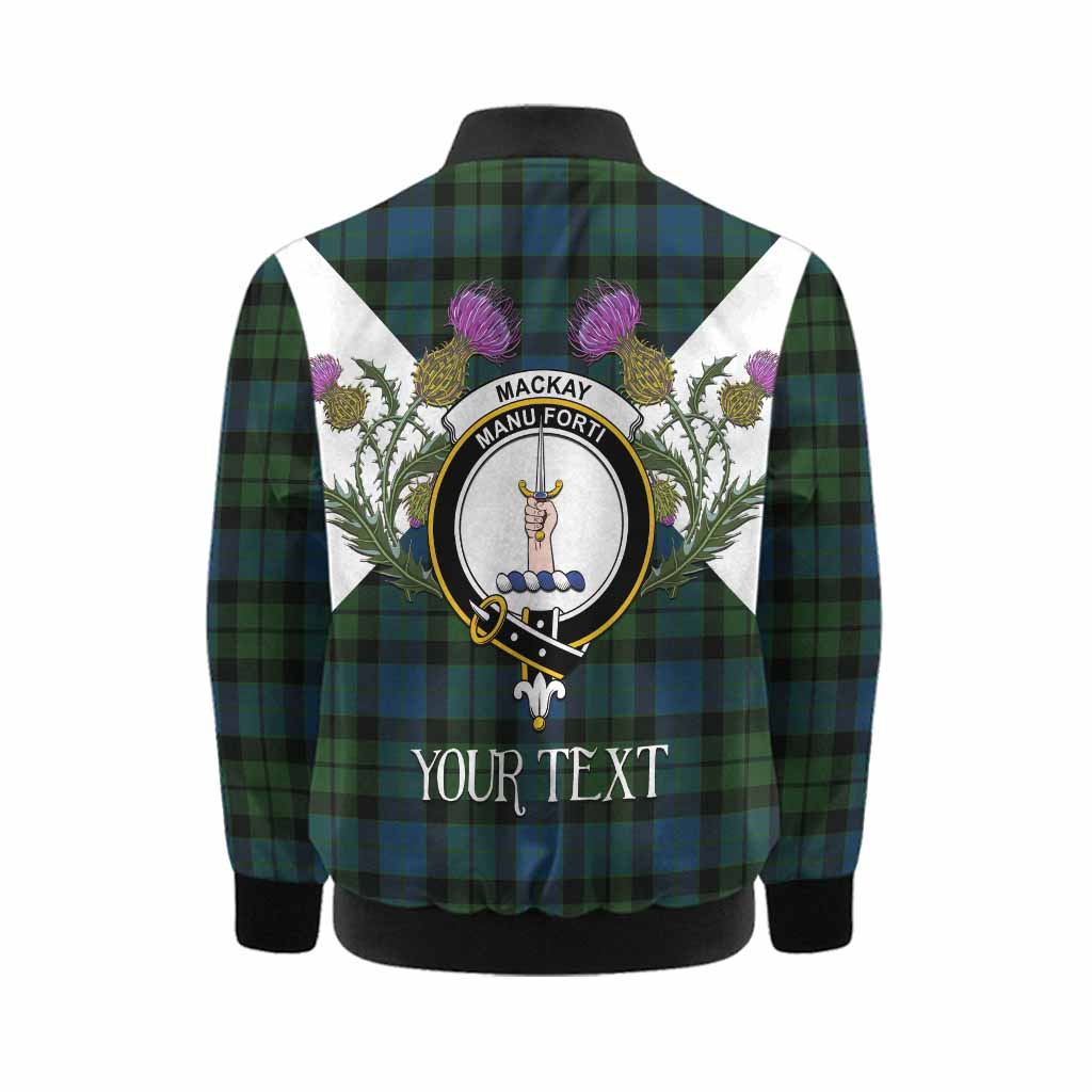 MacKay (McKay) Tartan Family Crest Kid Bomber Jacket Scottish Burns Night Thistle Floral