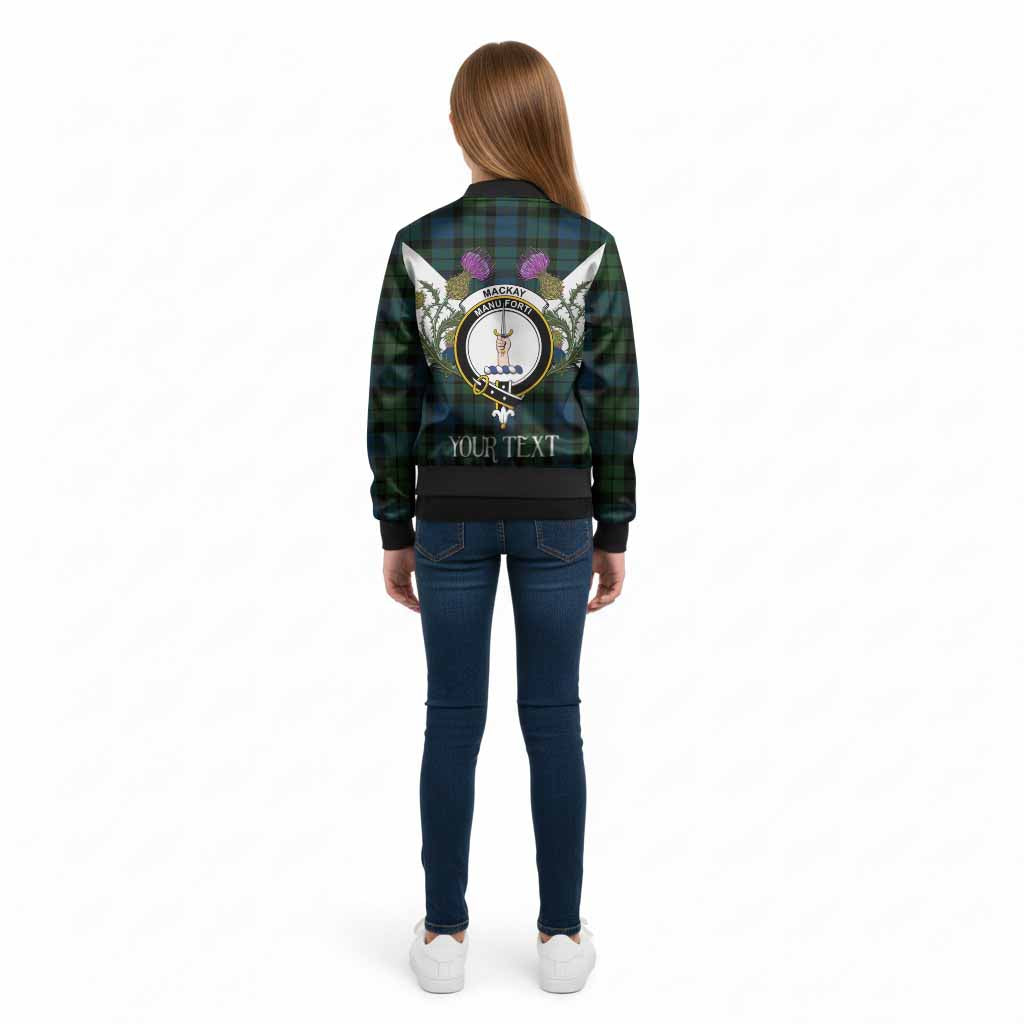MacKay (McKay) Tartan Family Crest Kid Bomber Jacket Scottish Burns Night Thistle Floral