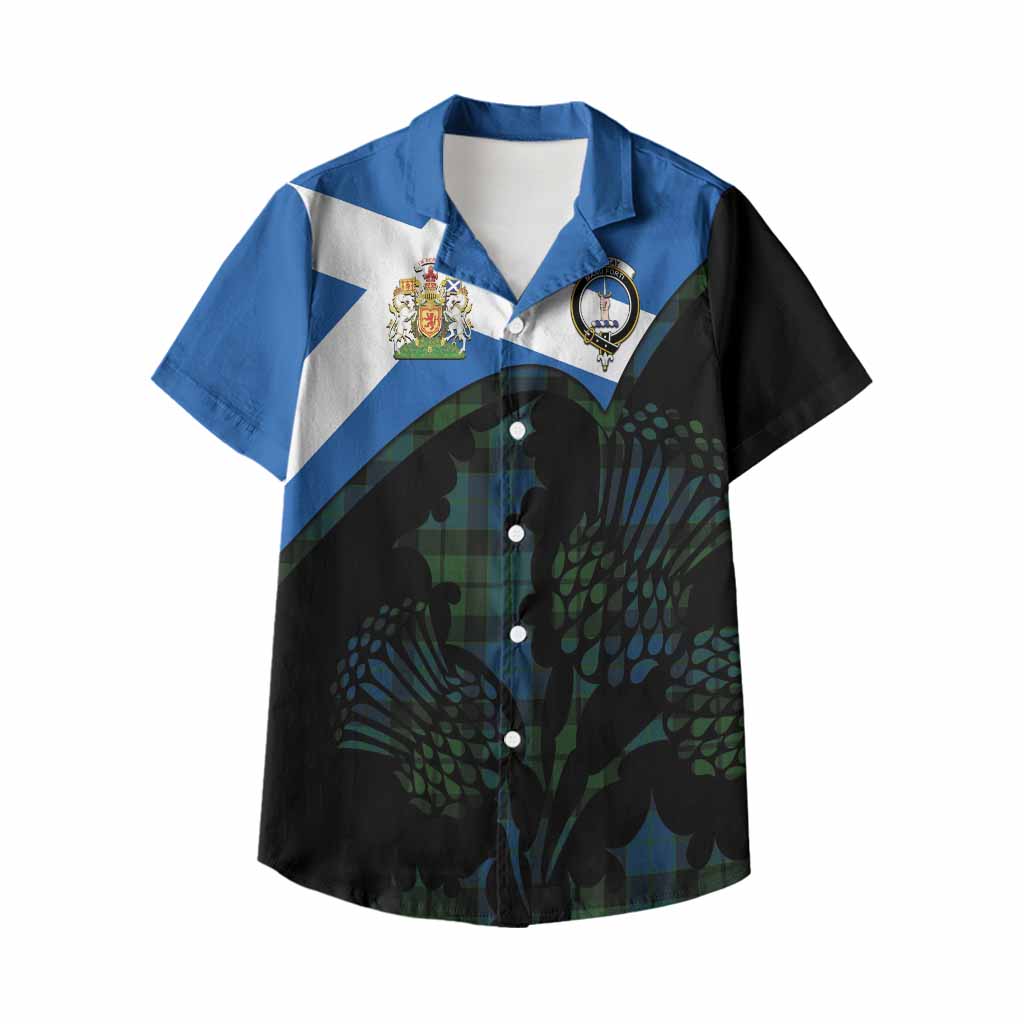 MacKay (McKay) Tartan Family Crest Kid Hawaiian Shirt Scotland Thistle Floral Flag Style