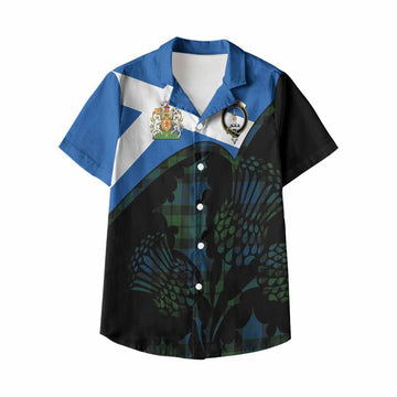 MacKay (McKay) Tartan Family Crest Kid Hawaiian Shirt Scotland Thistle Floral Flag Style