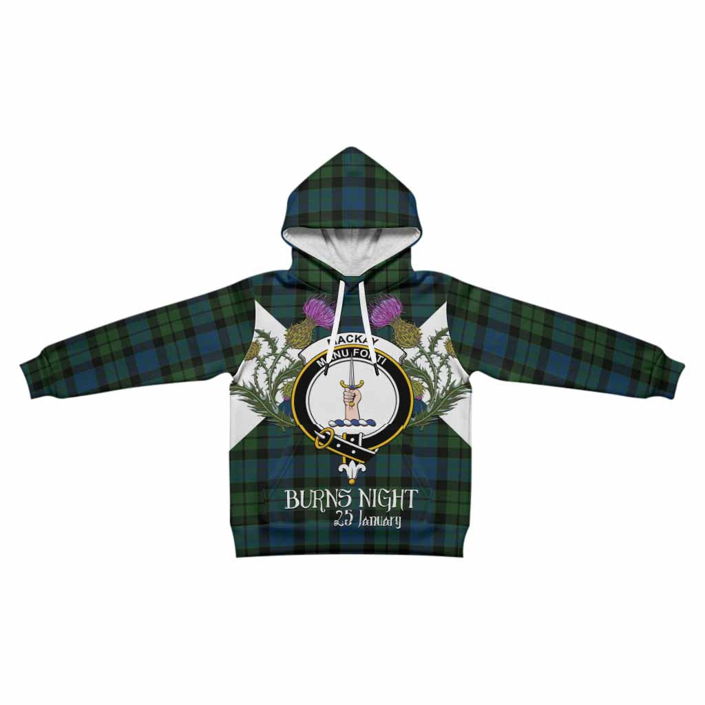 MacKay (McKay) Tartan Family Crest Kid Hoodie Scottish Burns Night Thistle Floral