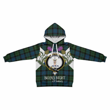MacKay (McKay) Tartan Family Crest Kid Hoodie Scottish Burns Night Thistle Floral