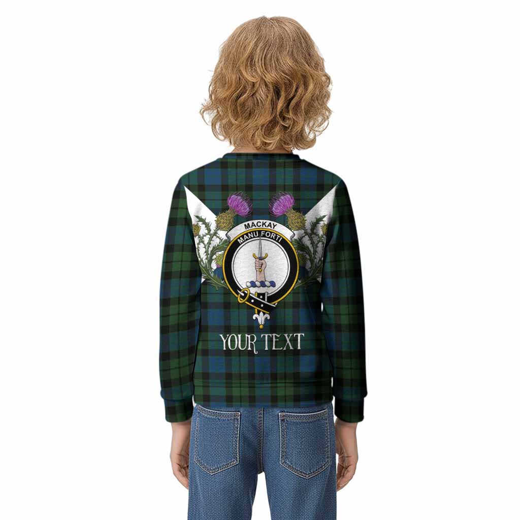 MacKay (McKay) Tartan Family Crest Kid Knitted Sweatshirt Scottish Burns Night Thistle Floral