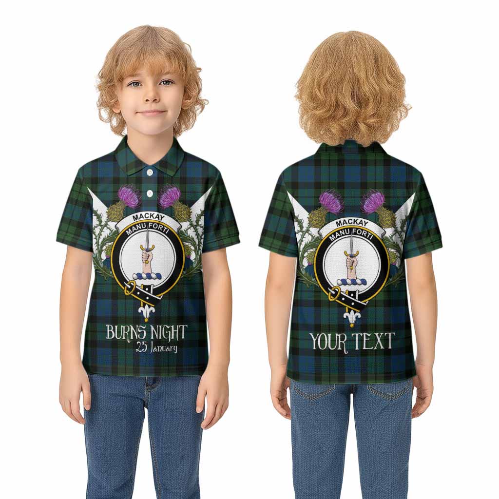 MacKay (McKay) Tartan Family Crest Kid Polo Shirt Scottish Burns Night Thistle Floral