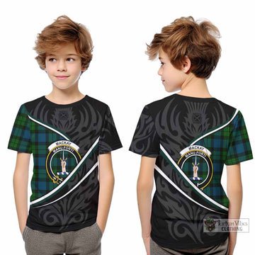MacKay (McKay) Tartan Family Crest Kid T-shirt Celtic Scottish Thistle Floral