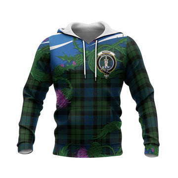 MacKay (McKay) Tartan Family Crest Knitted Hoodie Thistle in Minimalism